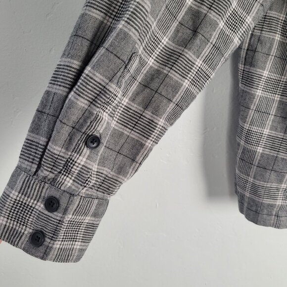 Madewell Size L Plaid Westlake Shirt Button Up Long Sleeve Boxy Gray - Picture 9 of 12